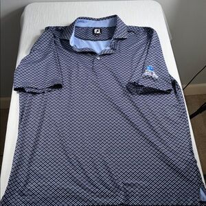 FootJoy size large performance polo black & blue Castle Bay country club logo